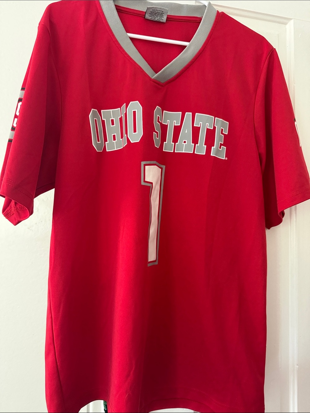 Stadium Athletics Red Ohio State Jersey with Gray Trim